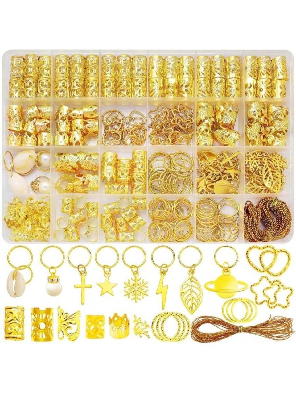 260 Pcs Hair Jewelry For Braids, Hair Beads Accessories For Dreadlock Metal Hair Clips Cuffs Rings